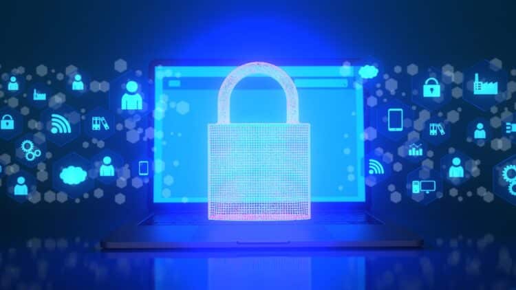 Padlock cybersecurity concept, FPSB AI story